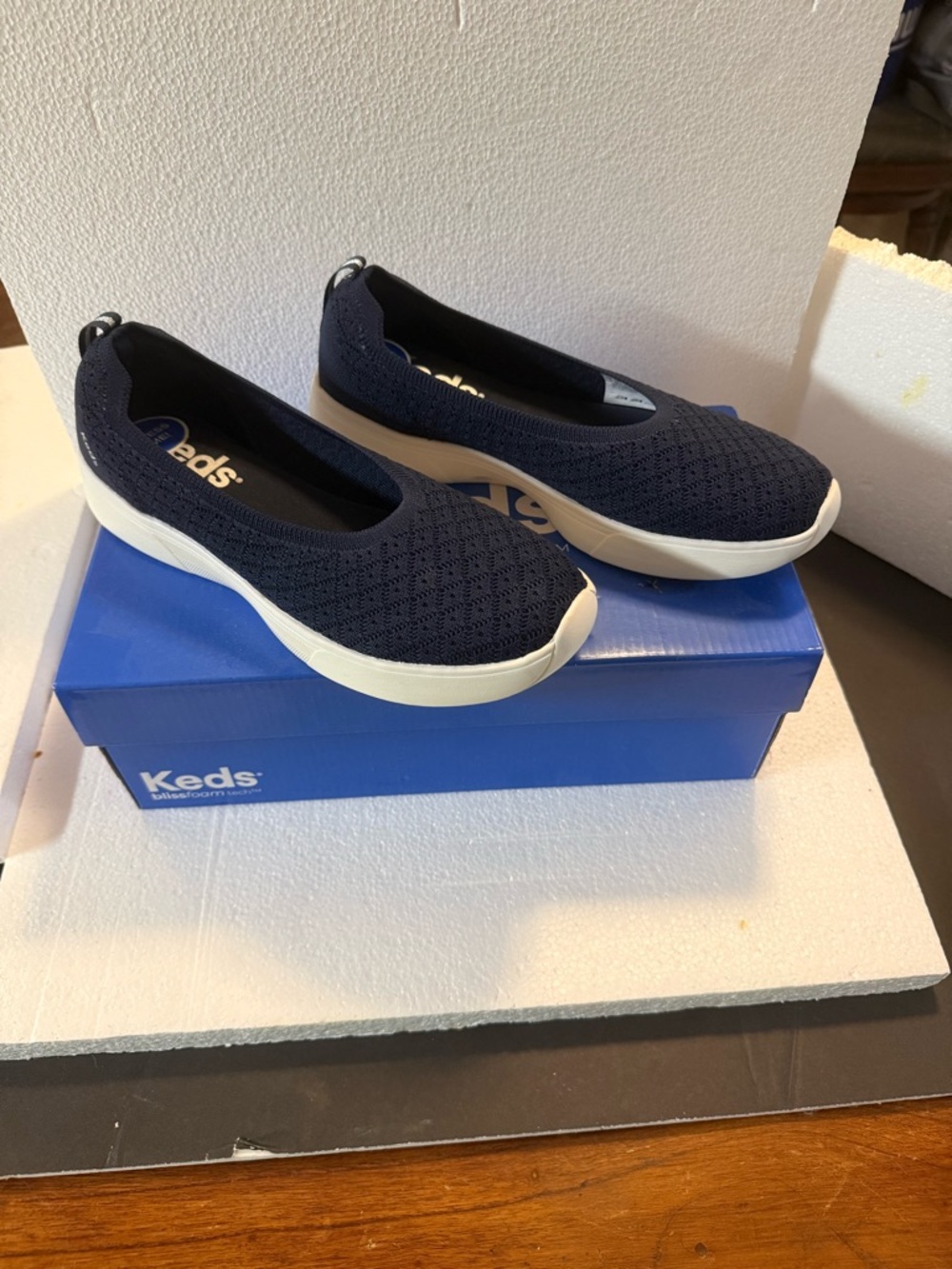 Keds Navy Slip-On Knit Ballet Flat/ Sneakers